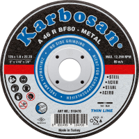 Disque à Tronçonner Plat 125X1.6X22.2 A46R Inox KARBOSAN 910470